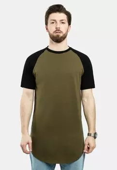 Футболка с принтом ROUND BASEBALL KURZARM Blackskies, цвет olive/black