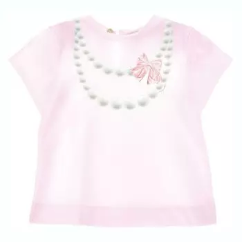Футболка с принтом «Розовое жемчужное ожерелье» Monnalisa, розовый