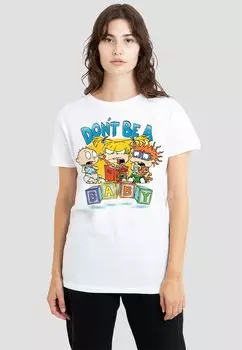 Футболка с принтом RUGRATS DONT BE A BABY BLOCKS Cotton Soul, белый
