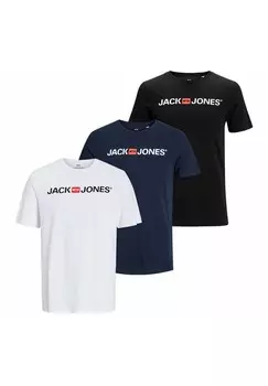 Футболка с принтом RUNDHALS 3ER PACK Jack & Jones, цвет Mottled Teal