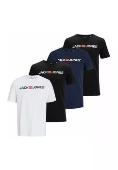 Футболка с принтом RUNDHALS 4 STCK Jack & Jones, темно-синий