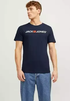 Футболка с принтом RUNDHALS CORP 3 STCK Jack & Jones, синий металлик