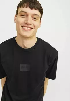 Футболка с принтом RUNDHALS Jack & Jones, черный