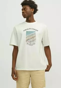 Футболка с принтом RUNDHALS Jack & Jones, цвет egret