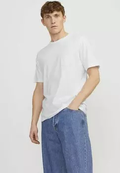 Футболка с принтом RUNDHALS Jack & Jones, цвет white