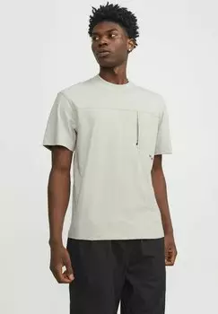 Футболка с принтом RUNDHALS Jack & Jones, крем