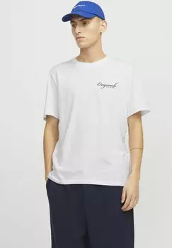 Футболка с принтом RUNDHALS Jack & Jones, кремовый