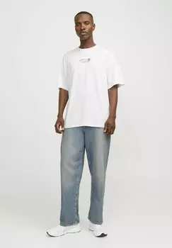 Футболка с принтом RUNDHALS Jack & Jones, кремовый