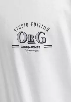 Футболка с принтом RUNDHALS Jack & Jones, молочный