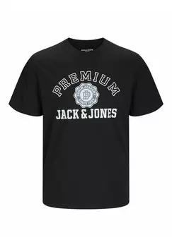 Футболка с принтом RUNDHALS Jack & Jones PREMIUM, черный