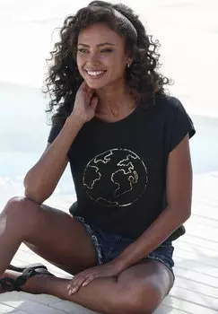 Футболка с принтом RUNDHALS Vivance, черный