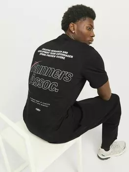 Футболка с принтом RUNDHALSAUSSCH Jack & Jones, черный
