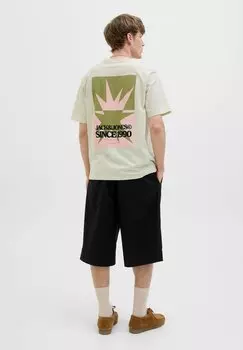 Футболка с принтом RUNDHALSAUSSCHNITT Jack & Jones, бежевый