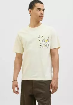 Футболка с принтом RUNDHALSAUSSCHNITT Jack & Jones, бежевый