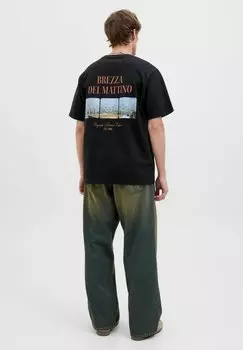 Футболка с принтом RUNDHALSAUSSCHNITT Jack & Jones, черный