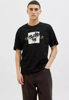 Футболка с принтом RUNDHALSAUSSCHNITT Jack & Jones, черный