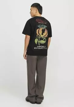 Футболка с принтом RUNDHALSAUSSCHNITT Jack & Jones, черный