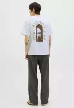Футболка с принтом RUNDHALSAUSSCHNITT Jack & Jones, кремовый