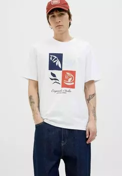 Футболка с принтом RUNDHALSAUSSCHNITT Jack & Jones, кремовый