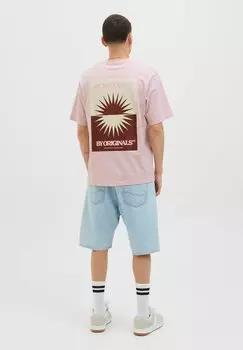 Футболка с принтом RUNDHALSAUSSCHNITT Jack & Jones, розовый