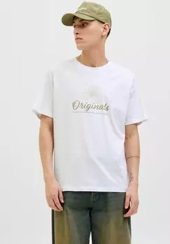 Футболка с принтом RUNDHALSAUSSCHNITT Jack & Jones, слоновая кость