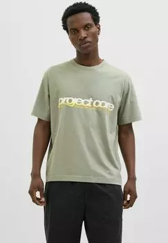 Футболка с принтом RUNDHALSAUSSCHNITT Jack & Jones, темно-зеленый