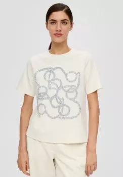 Футболка с принтом s.Oliver BLACK LABEL, цвет natur