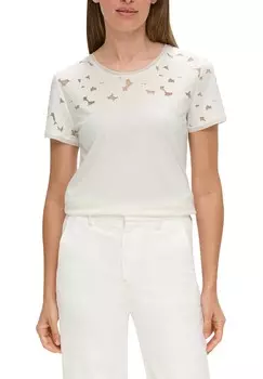 Футболка с принтом s.Oliver BLACK LABEL, кремовый