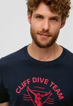 Футболка с принтом s.Oliver, темно-синий