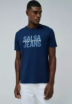 Футболка с принтом Salsa Jeans, деним