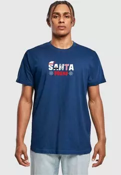 Футболка с принтом SANTA SQUAD ROUND NECK Merchcode, цвет light navy