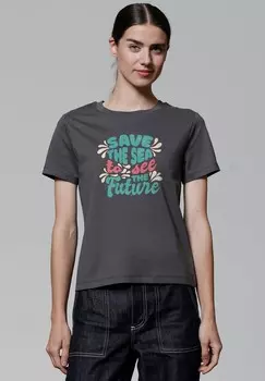Футболка с принтом SAVE THE SEA watapparel, антрацит