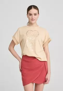 Футболка с принтом SCACCIA PENSIERI Terranova, бежевый