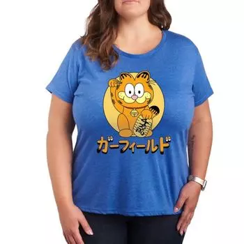 Футболка с принтом "Счастливый кот Гарфилд" Licensed Character, синий