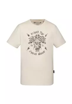 Футболка с принтом Schott, бежевый