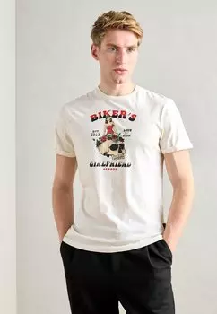 Футболка с принтом Schott, кремовый