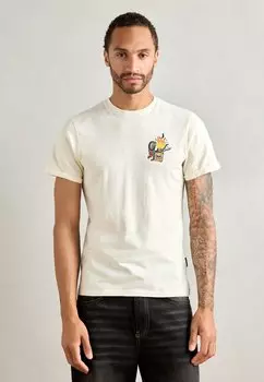 Футболка с принтом Schott, кремовый