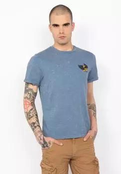 Футболка с принтом Schott, синий