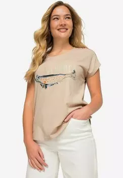 Футболка с принтом SCHULTER-ZIERBAND, OEKO-TEX LAURASN, серо-коричневый