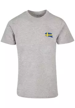 Футболка с принтом SCHWEDEN FLAGGE SWEDEN F4NT4STIC, серый