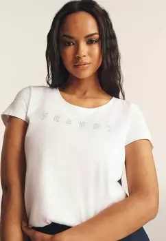 Футболка с принтом SCOLLO TONDO CON LOGO GLITTER Freddy, белый