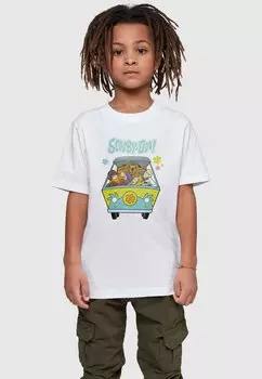 Футболка с принтом SCOOBY DOO MYSTERY MACHINE GROUP BAS ABSOLUTE CULT, цвет white