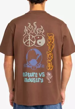 Футболка с принтом SCORCHED LANDS A MANICHE CORTE RVCA, коричневый