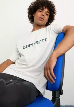 Футболка с принтом SCRIPT Carhartt WIP, цвет Ash Heather/Duck Blue