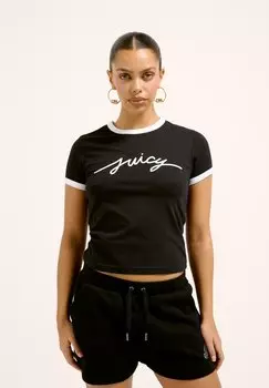 Футболка с принтом SCRIPT RINGER Juicy Couture, черный