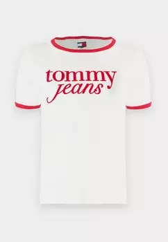 Футболка с принтом SCRIPT RINGER TEE Tommy Jeans, молочный