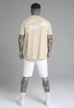 Футболка с принтом Script SIKSILK, бежевая