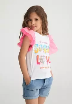 Футболка с принтом SCRITTA PAILLETTES Terranova, слоновая кость