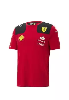 Футболка с принтом SCUDERIA FERRARI TEAM Puma, гоночный красный