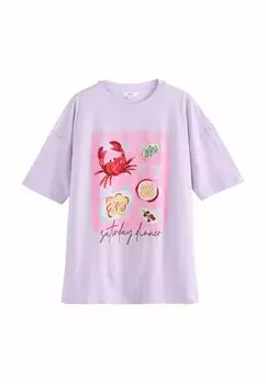 Футболка с принтом SEAM DETAIL SKATER STYLE Next, темно-фиолетовый